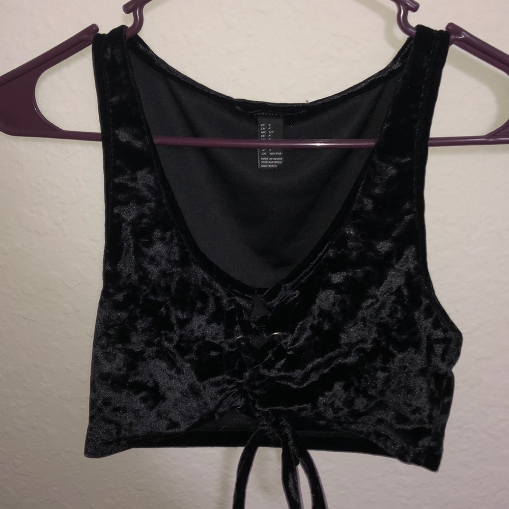 Black velvet corset crop top